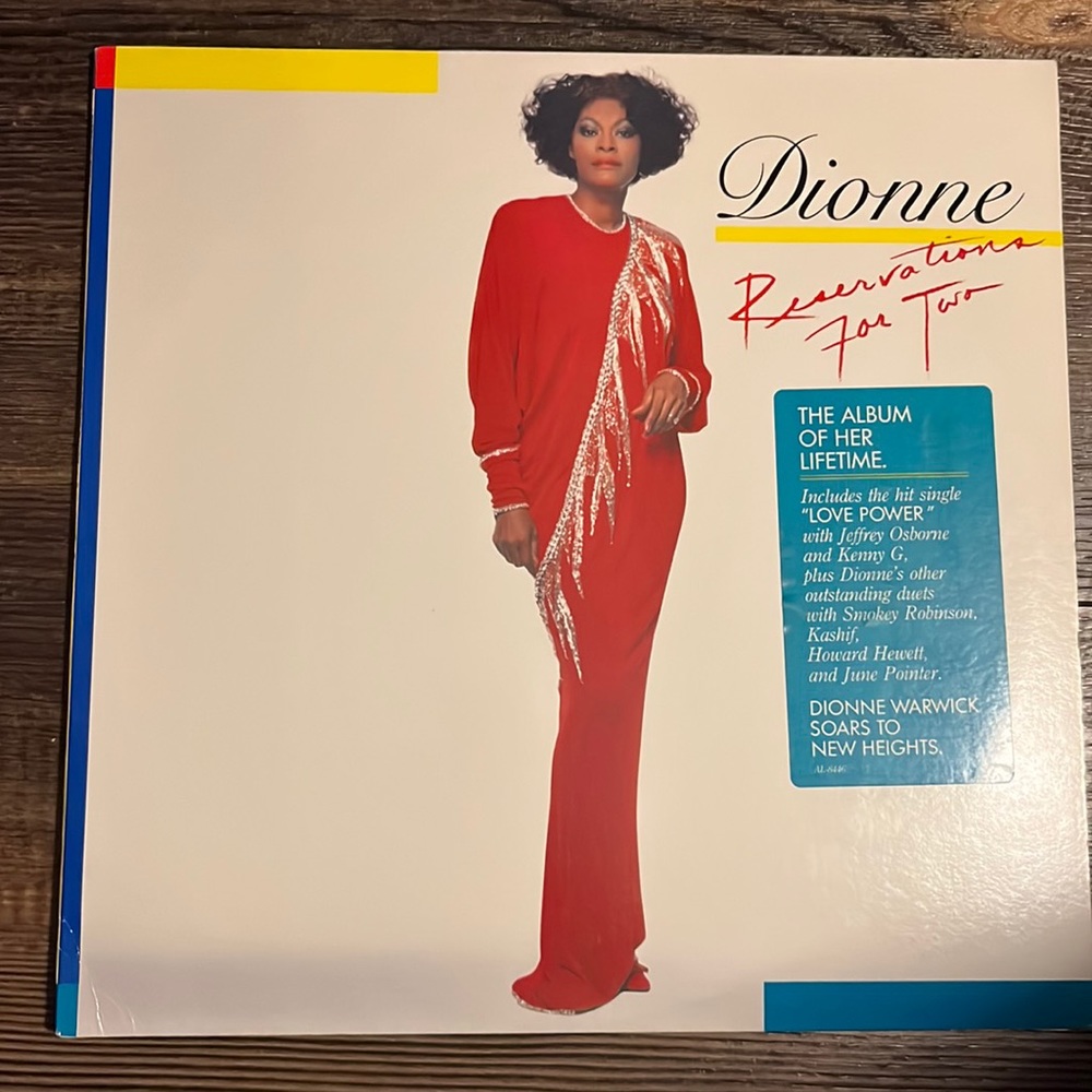 Dionne Warwick Promotional 1987 Reservations For Two Vinyl LP